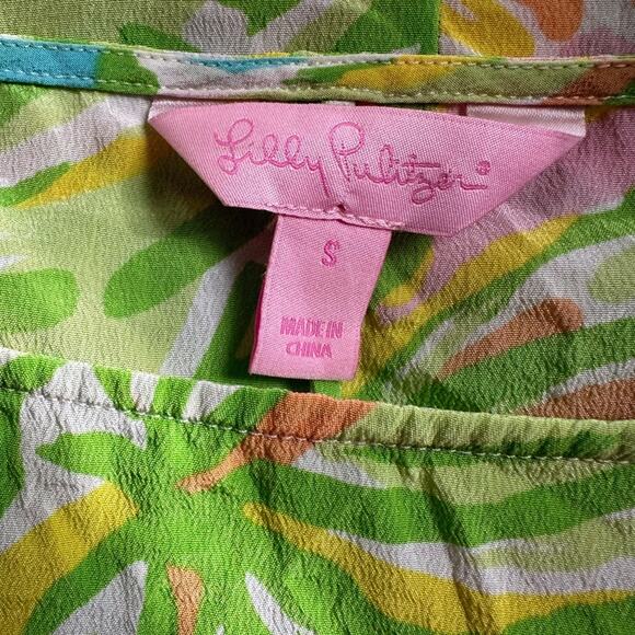 Lilly Pulitzer Guava Elephant Ear Silk Top Tropical Hawaiian Summer Vacation - Picture 3 of 8